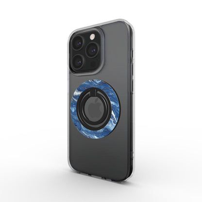 Charging port and volume up/down buttons with  Midnight Magsafe Ring Magnetic Iphone Grip Stand by Marivor