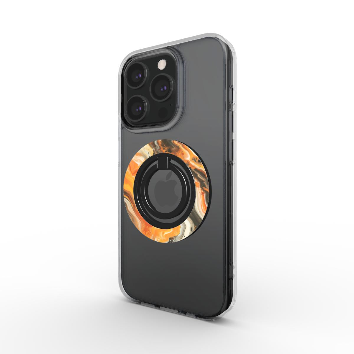 Charging port and volume up/down buttons with  Sunburst Magsafe Ring Magnetic Iphone Grip Stand by Marivor