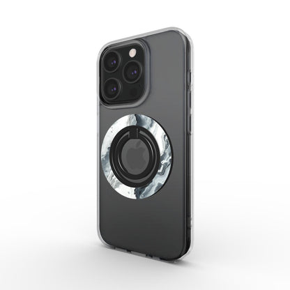 Charging port and volume up/down buttons with  Silver Marble Magsafe Ring Magnetic Iphone Grip Stand by Marivor