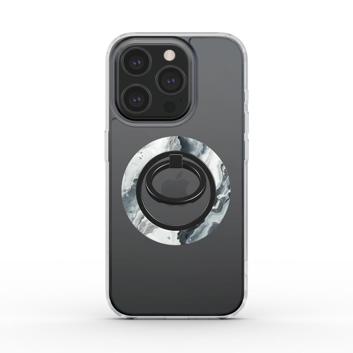 Unlock and capture buttons with  Silver Marble Magsafe Ring Magnetic Iphone Grip Stand by Marivor