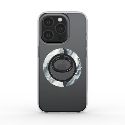 Unlock and capture buttons with  Silver Marble Magsafe Ring Magnetic Iphone Grip Stand by Marivor