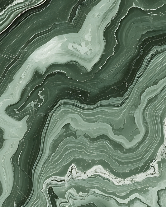 Front view of floral iPhone 16 Pro Max Wallpaper - Green Marble by Marivor