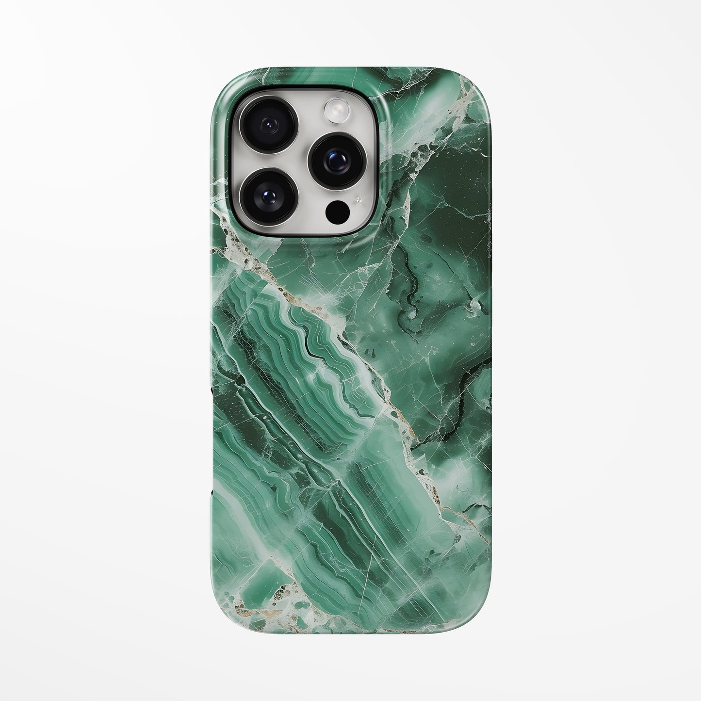 Front view of green Alpine Marble MagSafe Tough iPhone Case by Marivor