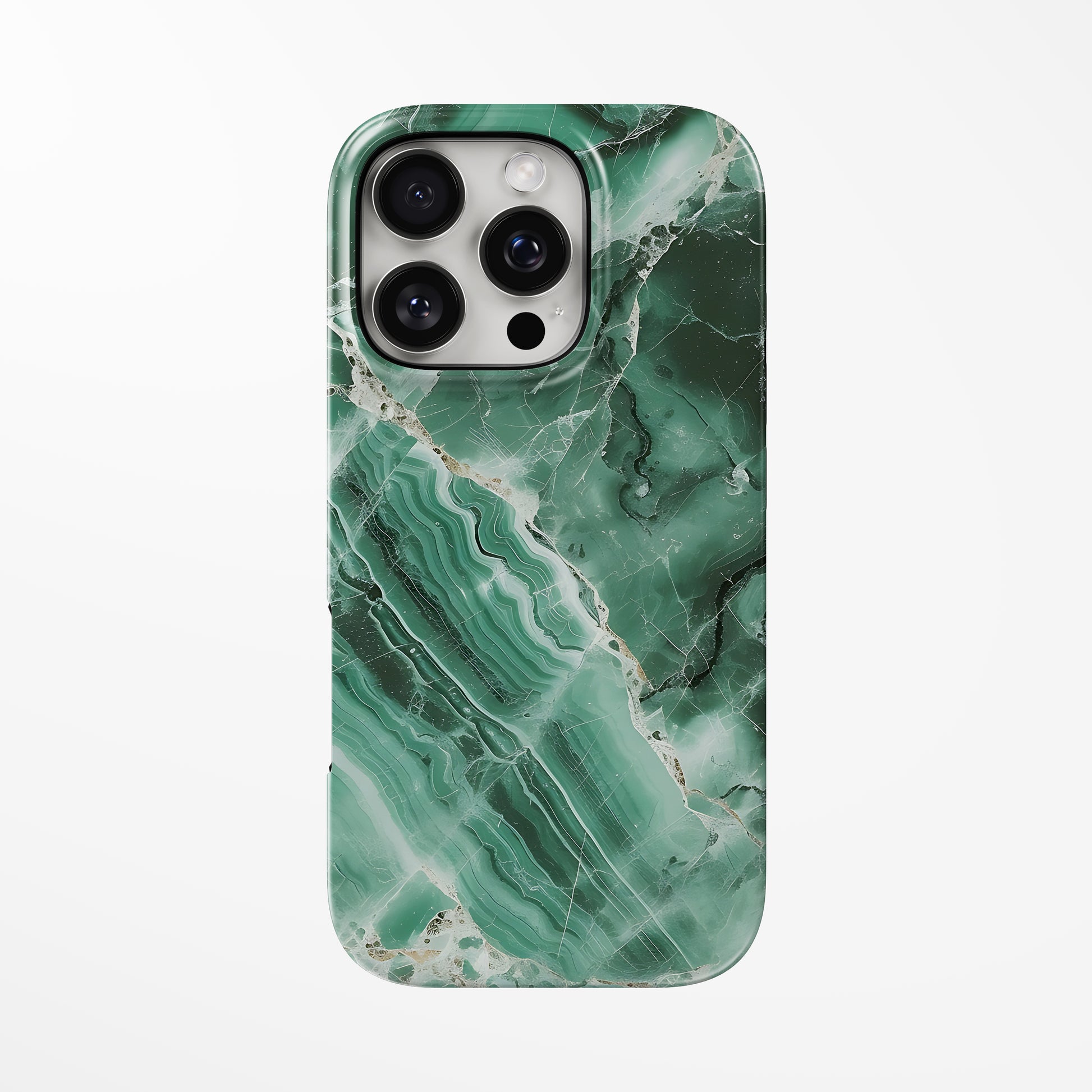 Front view of green Alpine Marble MagSafe Tough iPhone Case by Marivor