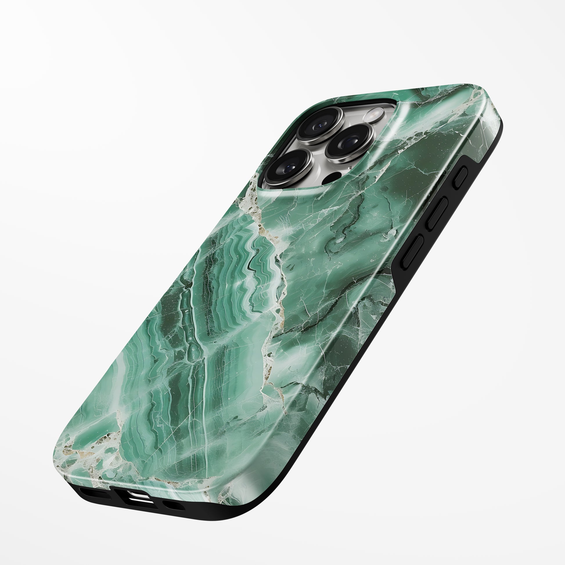 Charging port and volume up/down buttons with  Alpine Marble Magsafe Tough Iphone Case by Marivor