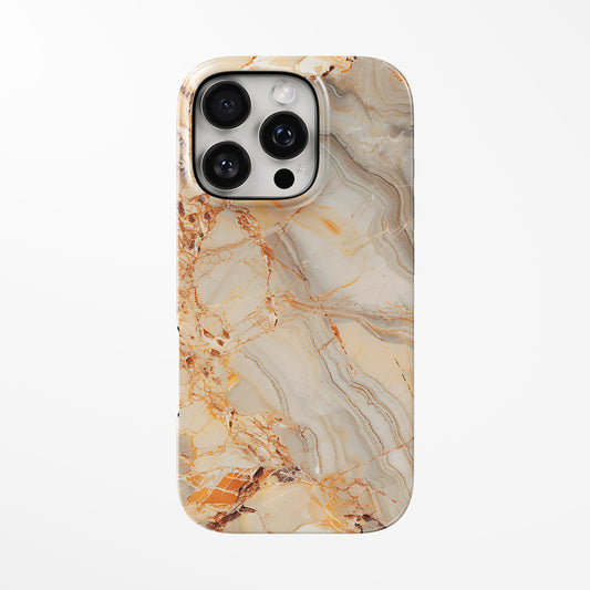 Front view of amber Amber Dunes MagSafe iPhone Tough Case by Marivor