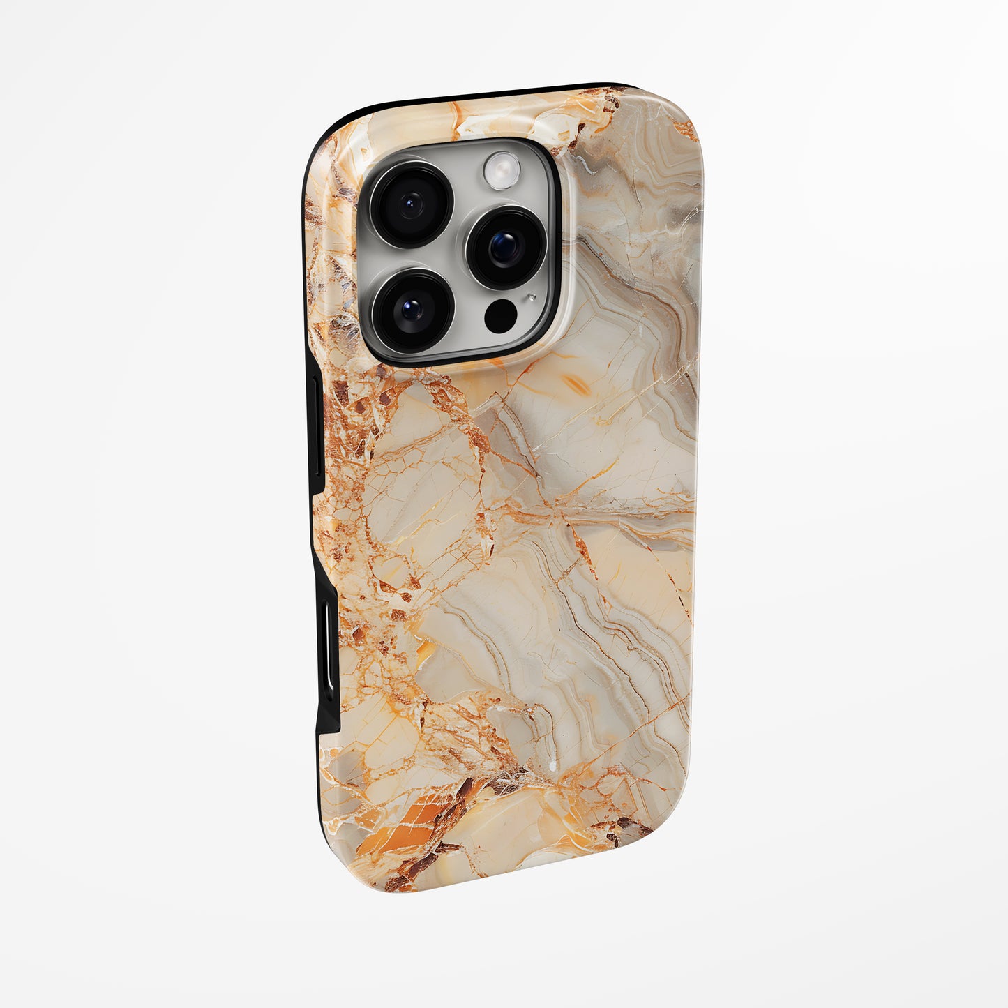 Side view of shell cover with design of  Amber Dunes Magsafe Iphone Tough Case by Marivor