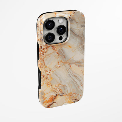 Side view of shell cover with design of  Amber Dunes Magsafe Iphone Tough Case by Marivor