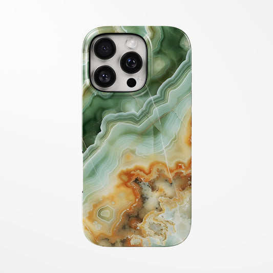 Front view of light-green Amber Forest MagSafe iPhone Tough Case by Marivor