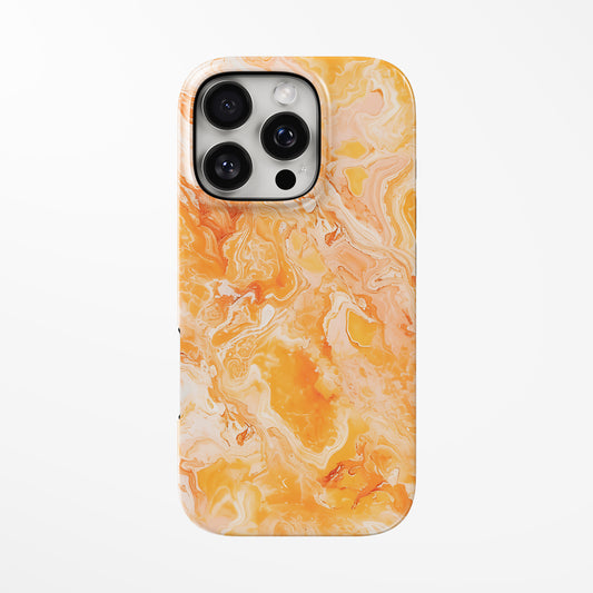 Front view of amber Amber Glow MagSafe iPhone Tough Case by Marivor