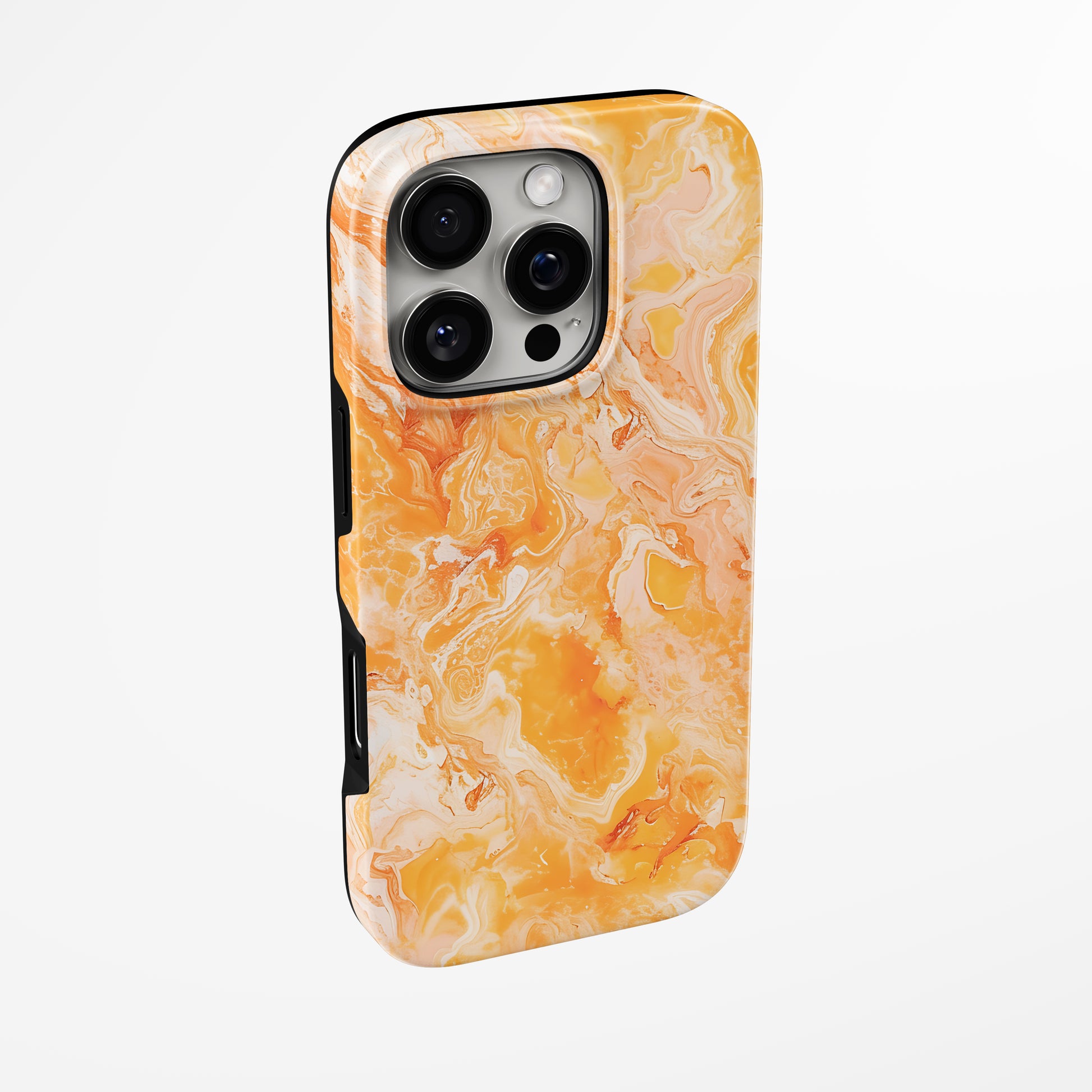 Side view of shell cover with design of  Amber Glow Magsafe Iphone Tough Case by Marivor