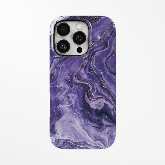Front view of purple Amethyst Galaxy MagSafe iPhone Tough Case by Marivor