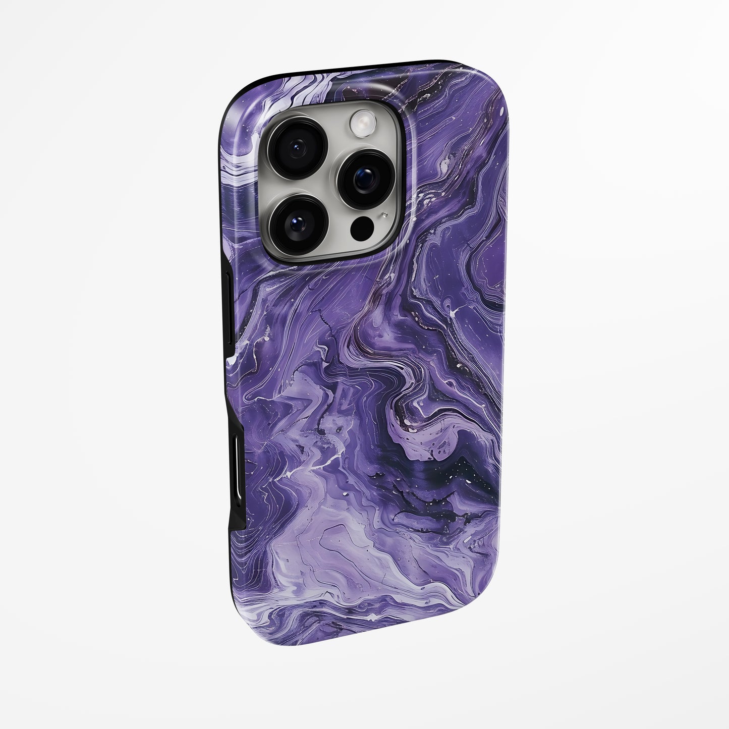 Side view of shell cover with design of  Amethyst Galaxy Magsafe Iphone Tough Case by Marivor