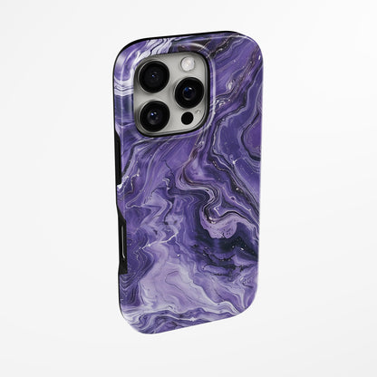 Side view of shell cover with design of  Amethyst Galaxy Magsafe Iphone Tough Case by Marivor