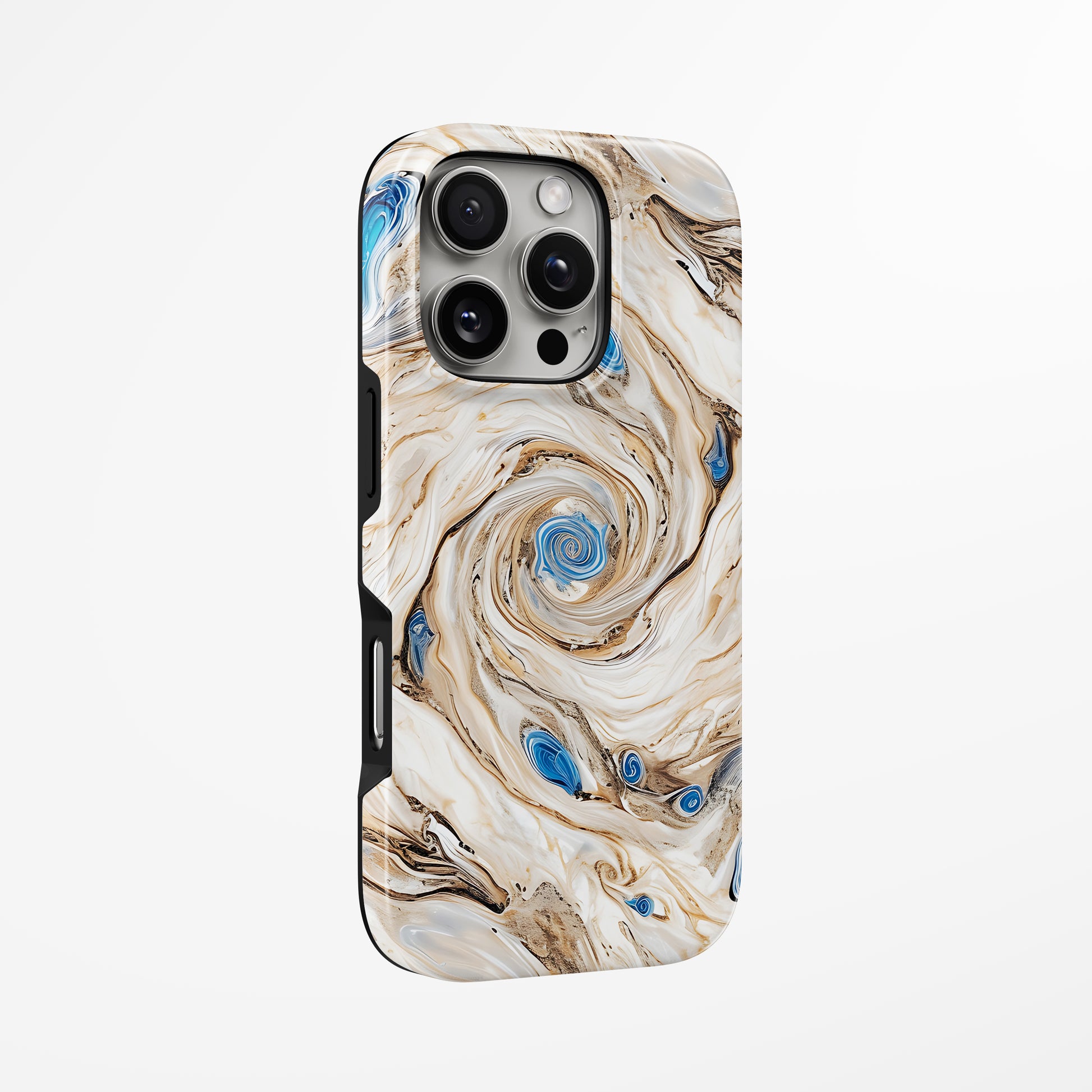 Unlock and capture buttons with  Aqua Swirl Magsafe Iphone Tough Case by Marivor