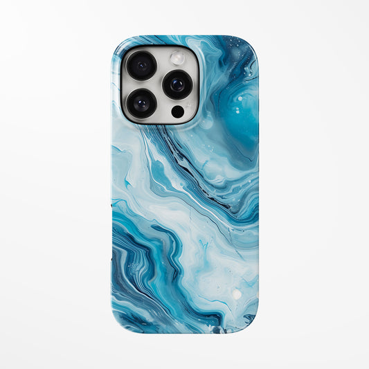 Front view of light-blue Aqua Vortex MagSafe Tough iPhone Case by Marivor