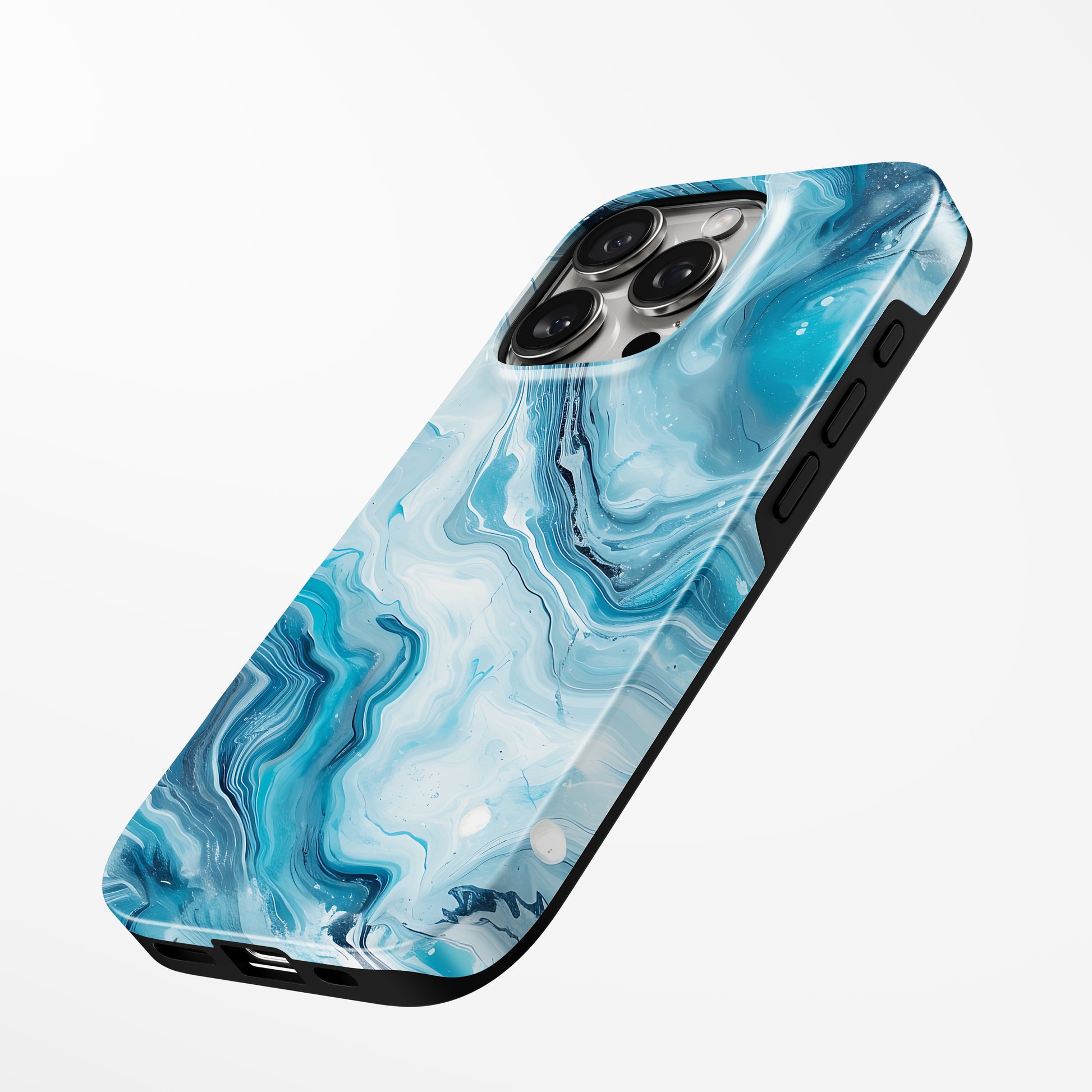 Charging port and volume up/down buttons with  Aqua Vortex Magsafe Tough Iphone Case by Marivor