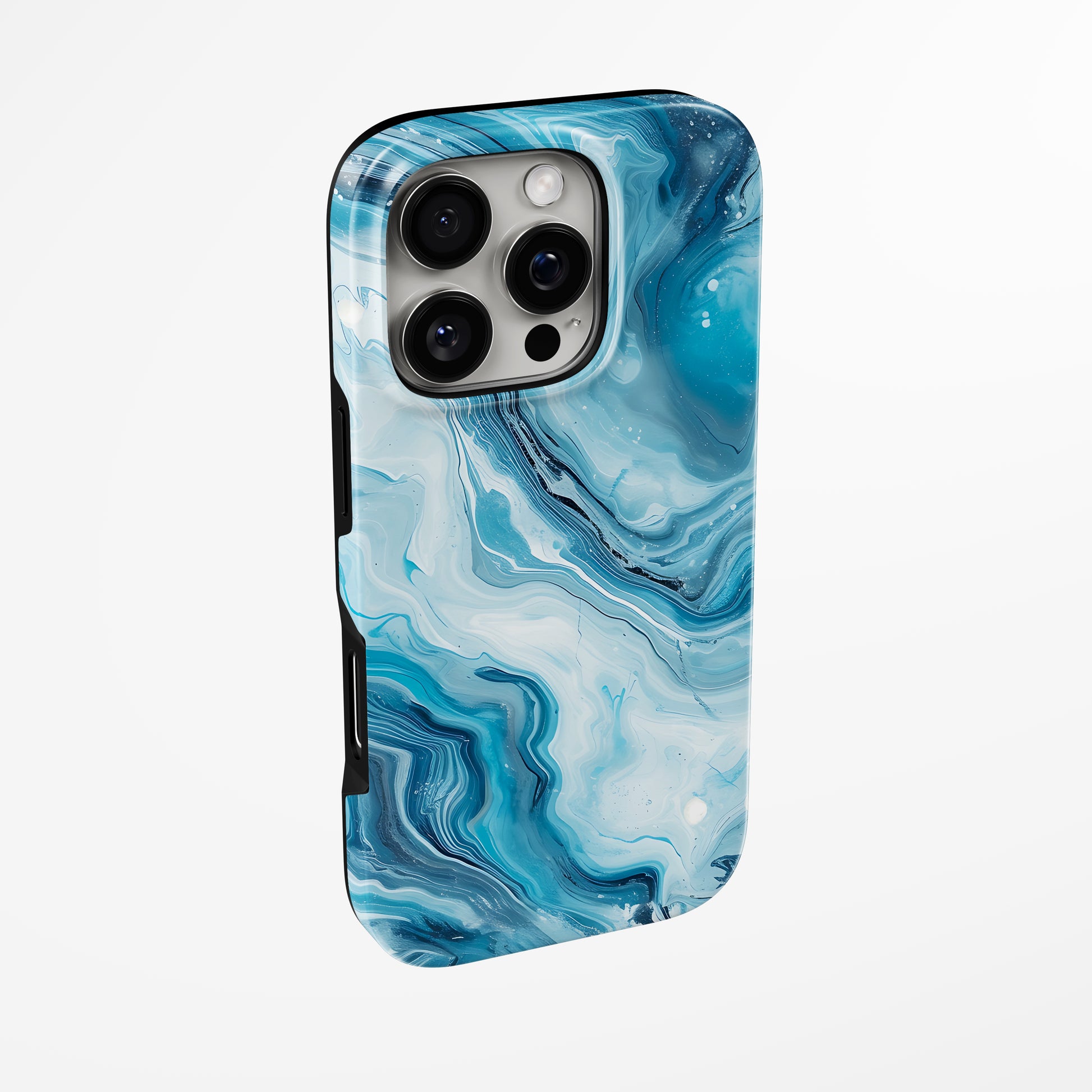 Side view of shell cover with design of  Aqua Vortex Magsafe Tough Iphone Case by Marivor