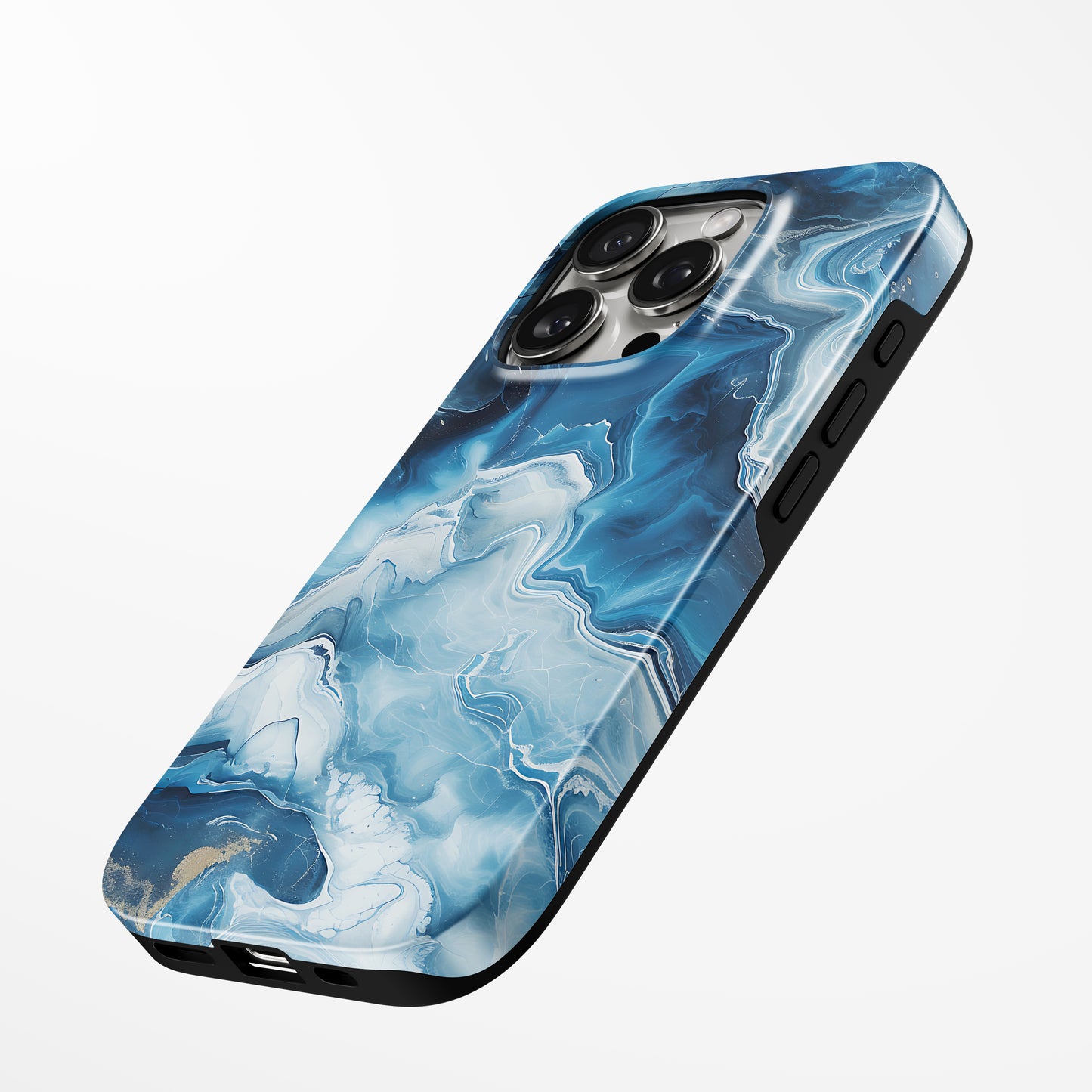 Charging port and volume up/down buttons with  Arctic Flow Magsafe Iphone Tough Case by Marivor