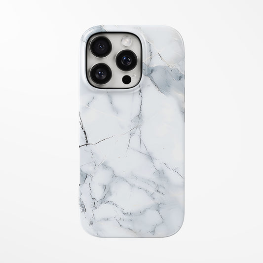 Front view of white Arctic Marble MagSafe iPhone Tough Case by Marivor