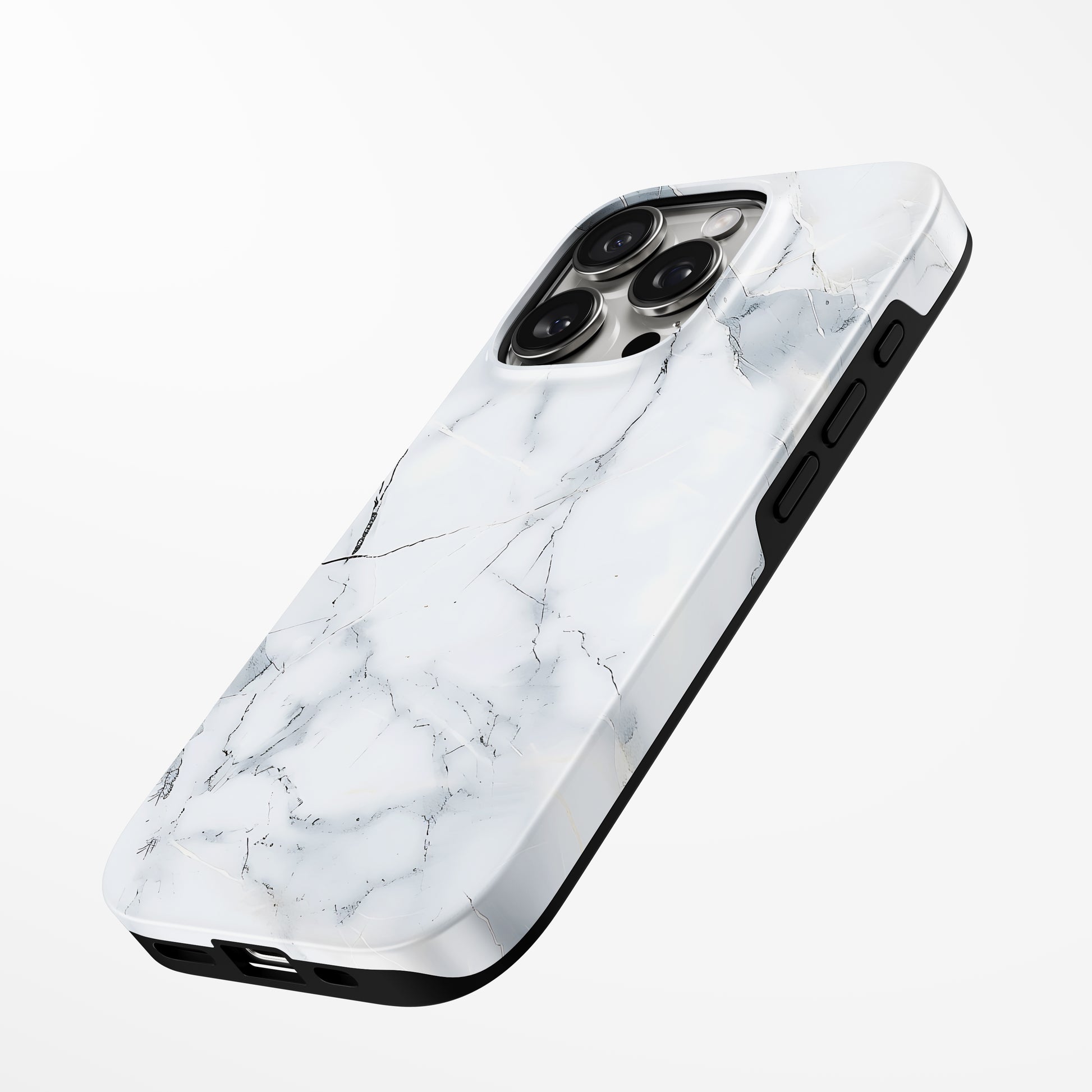 Charging port and volume up/down buttons with  Arctic Marble Magsafe Iphone Tough Case by Marivor