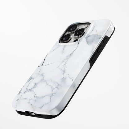 Charging port and volume up/down buttons with  Arctic Marble Magsafe Iphone Tough Case by Marivor