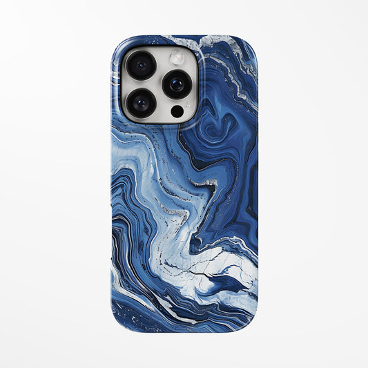 Front view of dark-blue Arctic Storm MagSafe iPhone Tough Case by Marivor