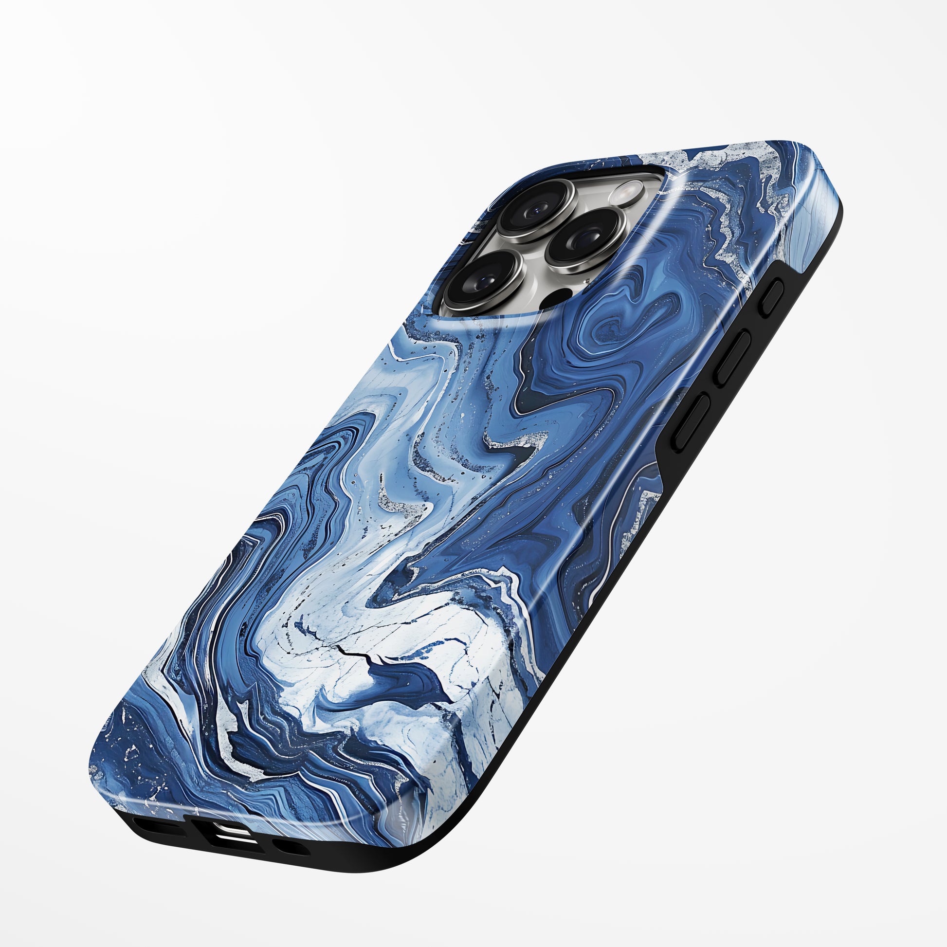 Charging port and volume up/down buttons with  Arctic Storm Magsafe Iphone Tough Case by Marivor