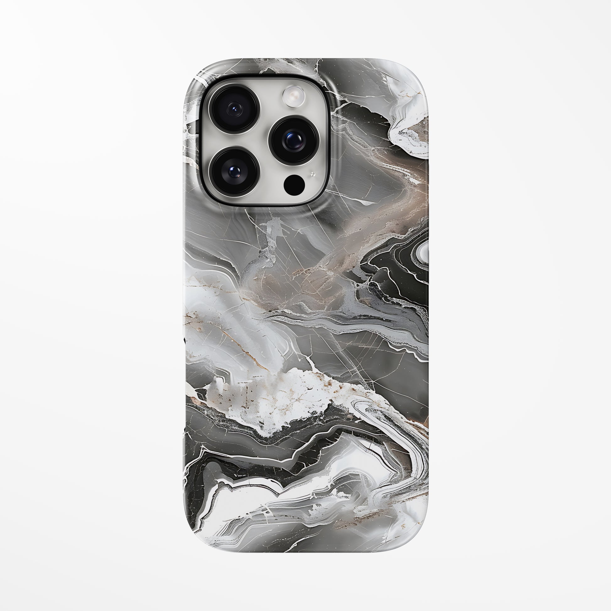 Front view of light-grey Ash Marble MagSafe iPhone Tough Case by Marivor