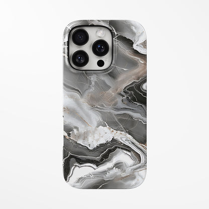 Front view of light-grey Ash Marble MagSafe iPhone Tough Case by Marivor
