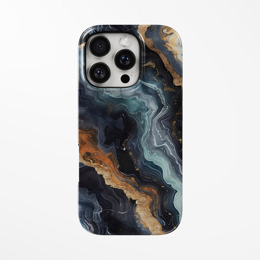 Front view of black; multicolor Auric Depths MagSafe iPhone Tough Case by Marivor