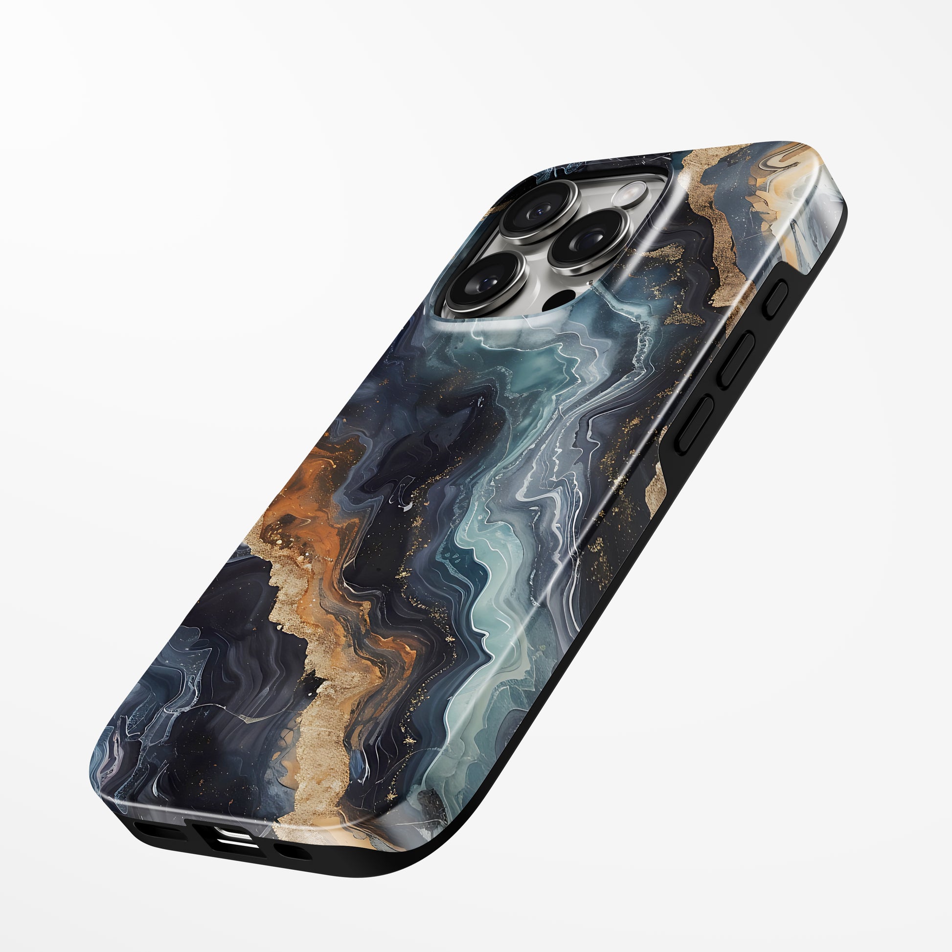 Side view of shell cover with design of  Auric Depths Magsafe Iphone Tough Case by Marivor