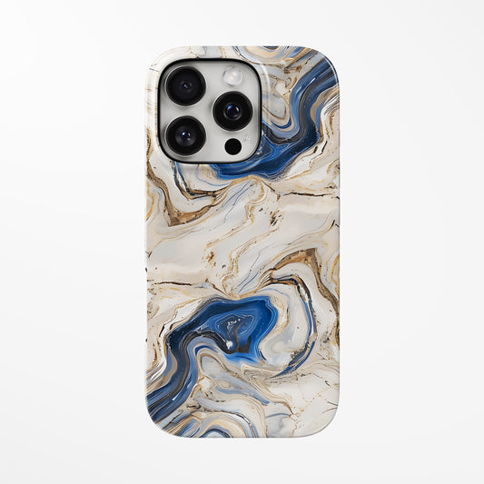 Front view of warm-beige Azure Drift MagSafe iPhone Tough Case by Marivor