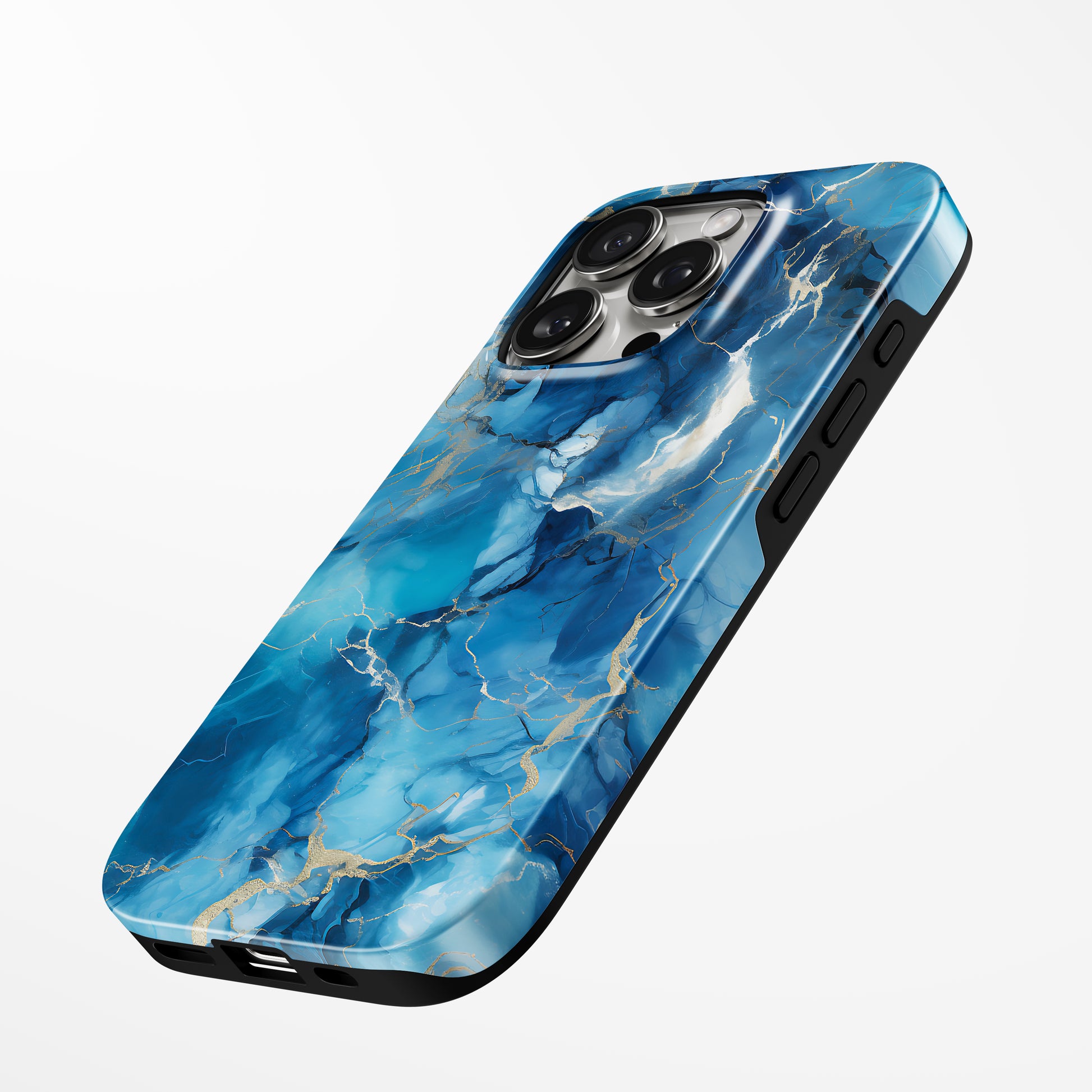 Charging port and volume up/down buttons with  Azure Majesty Magsafe Iphone Tough Case by Marivor