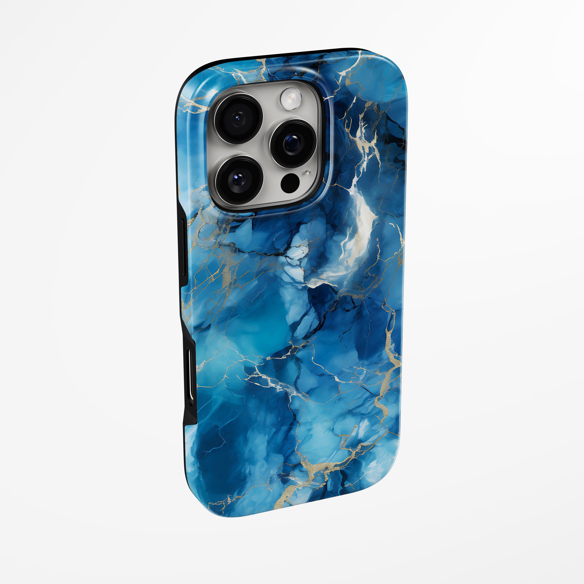 Side view of shell cover with design of  Azure Majesty Magsafe Iphone Tough Case by Marivor