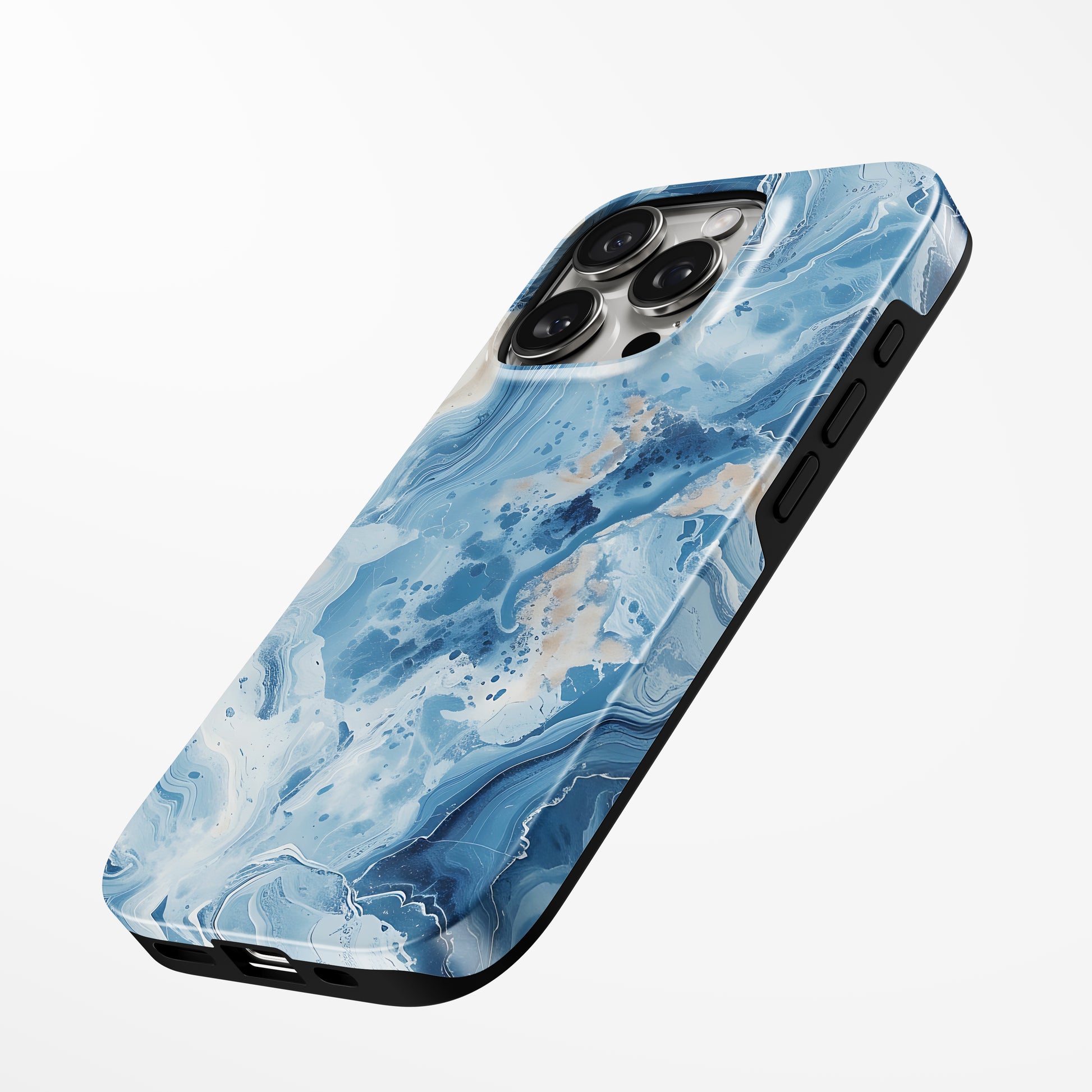 Charging port and volume up/down buttons with  Azure Mist Magsafe Iphone Tough Case by Marivor