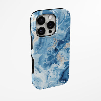 Side view of shell cover with design of  Azure Mist Magsafe Iphone Tough Case by Marivor