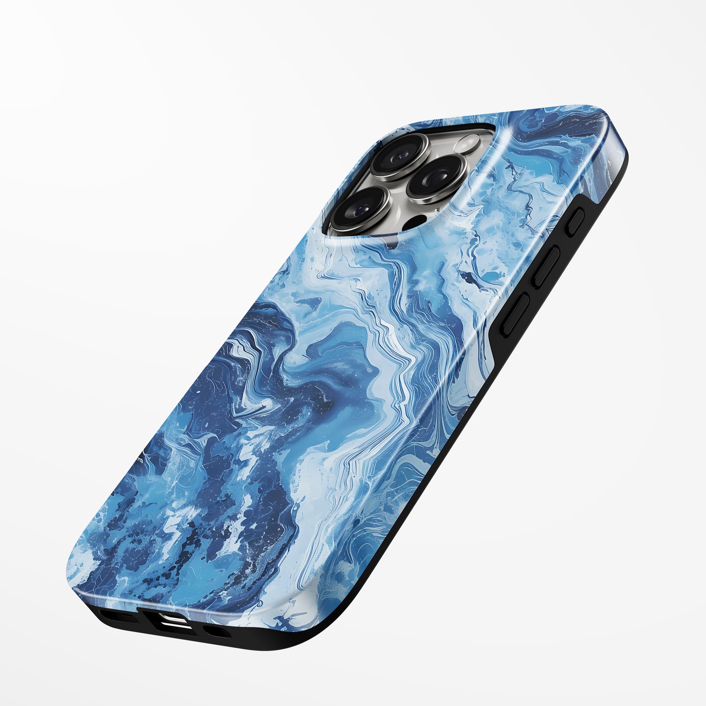 Charging port and volume up/down buttons with  Azure Tide Magsafe Iphone Tough Case by Marivor
