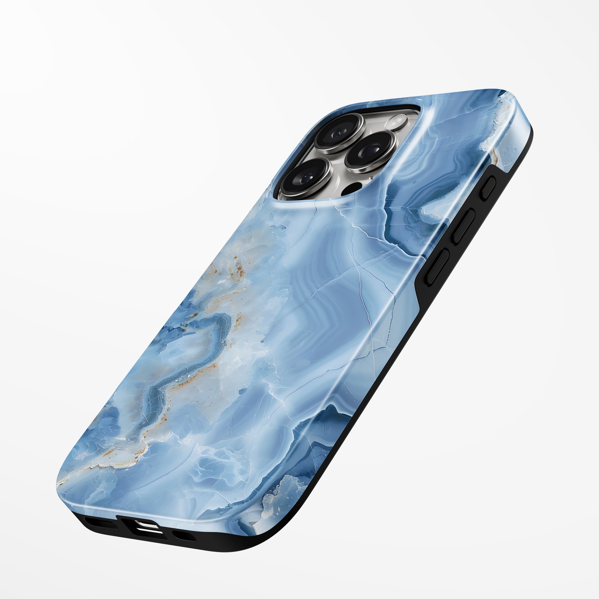 Charging port and volume up/down buttons with  Blue Crystal Magsafe Iphone Tough Case by Marivor