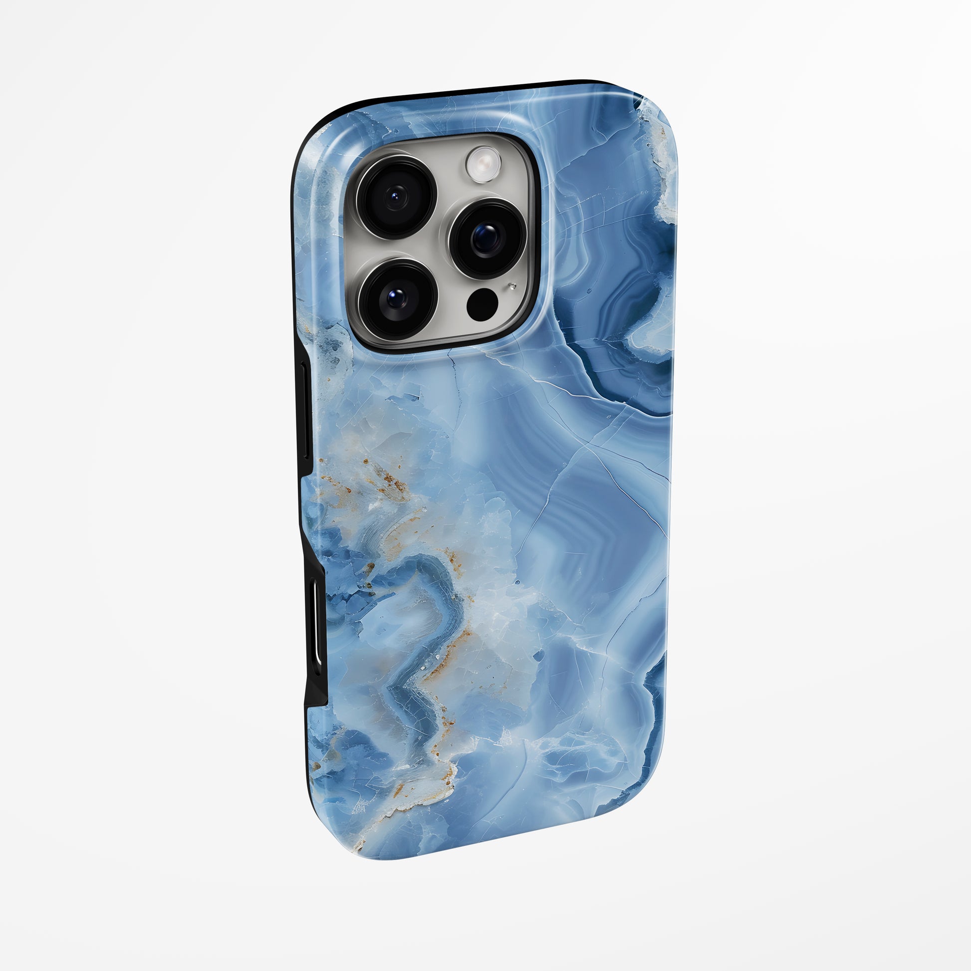 Side view of shell cover with design of  Blue Crystal Magsafe Iphone Tough Case by Marivor