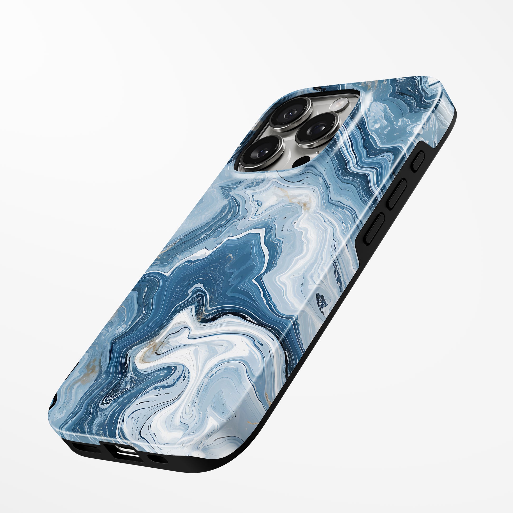 Charging port and volume up/down buttons with  Blue Frost Magsafe Iphone Tough Case by Marivor