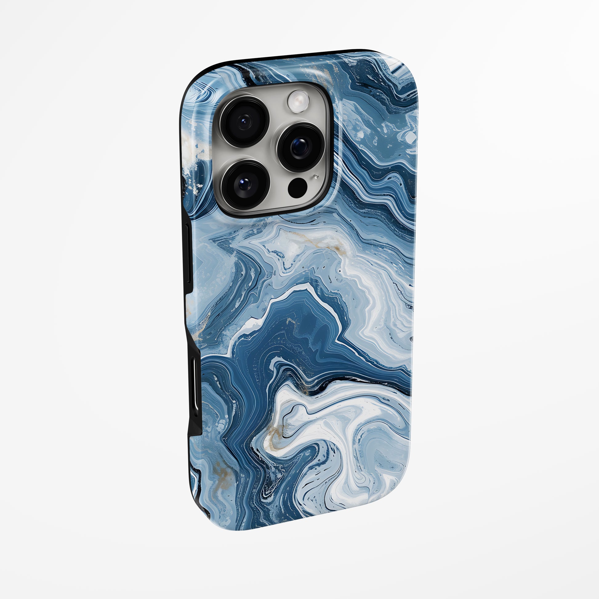 Side view of shell cover with design of  Blue Frost Magsafe Iphone Tough Case by Marivor