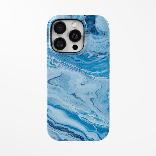 Front view of light-blue Blue Horizon MagSafe iPhone Tough Case by Marivor