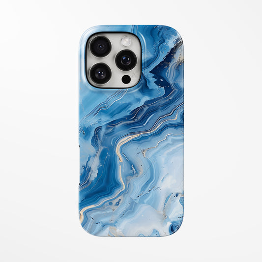 Front view of light-blue Blue Marble MagSafe Tough iPhone Case by Marivor