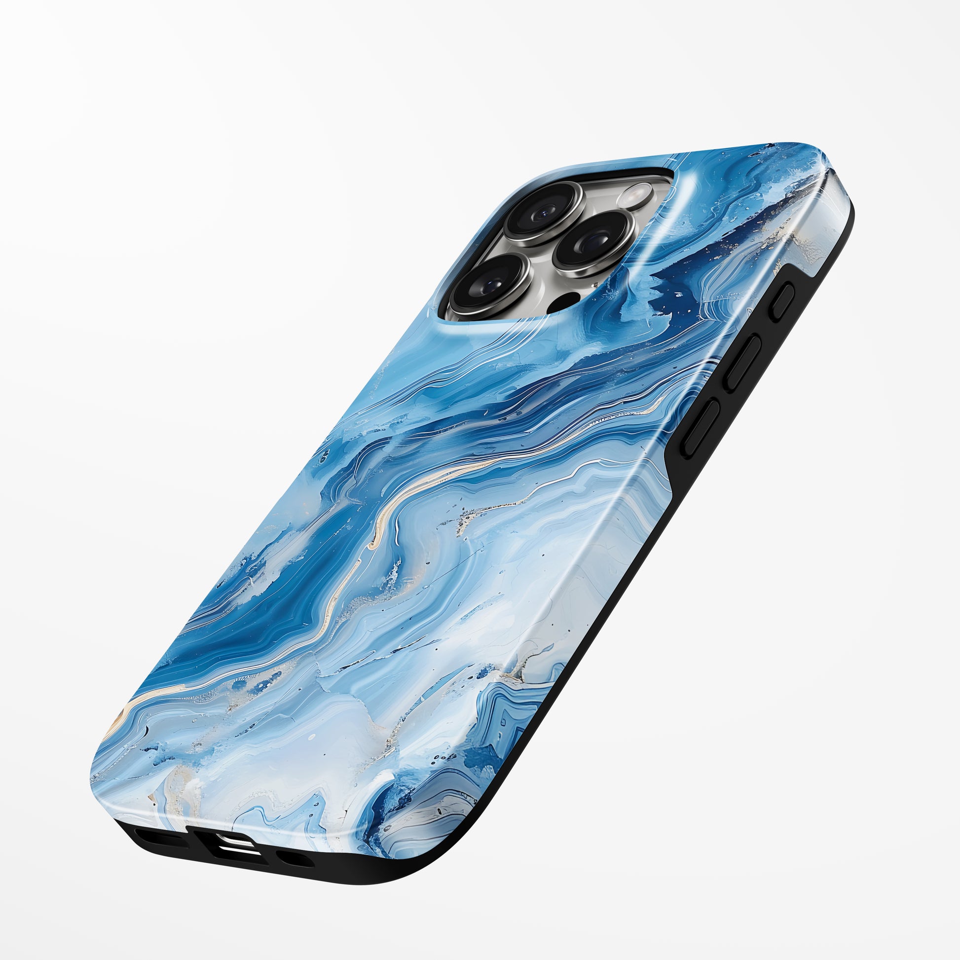 Side view of shell cover with design of  Blue Marble Magsafe Tough Iphone Case by Marivor