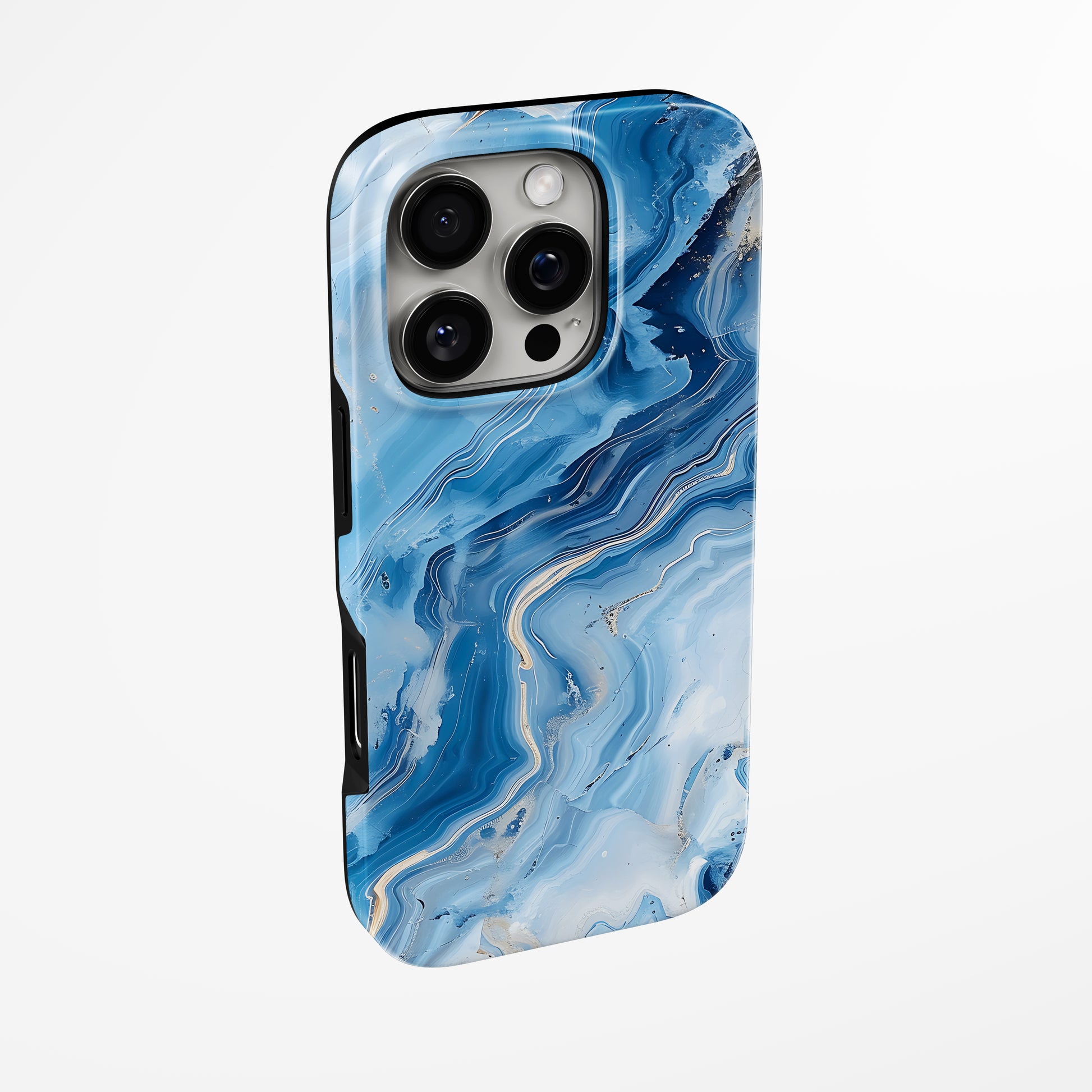 Charging port and volume up/down buttons with  Blue Marble Magsafe Tough Iphone Case by Marivor