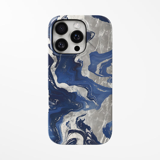 Front view of dark-blue; light-grey Blue Obsidian MagSafe Tough iPhone Case by Marivor