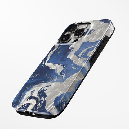 Side view of shell cover with design of  Blue Obsidian Magsafe Tough Iphone Case by Marivor