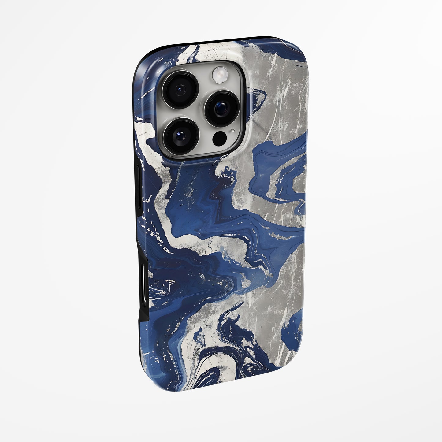 Charging port and volume up/down buttons with  Blue Obsidian Magsafe Tough Iphone Case by Marivor