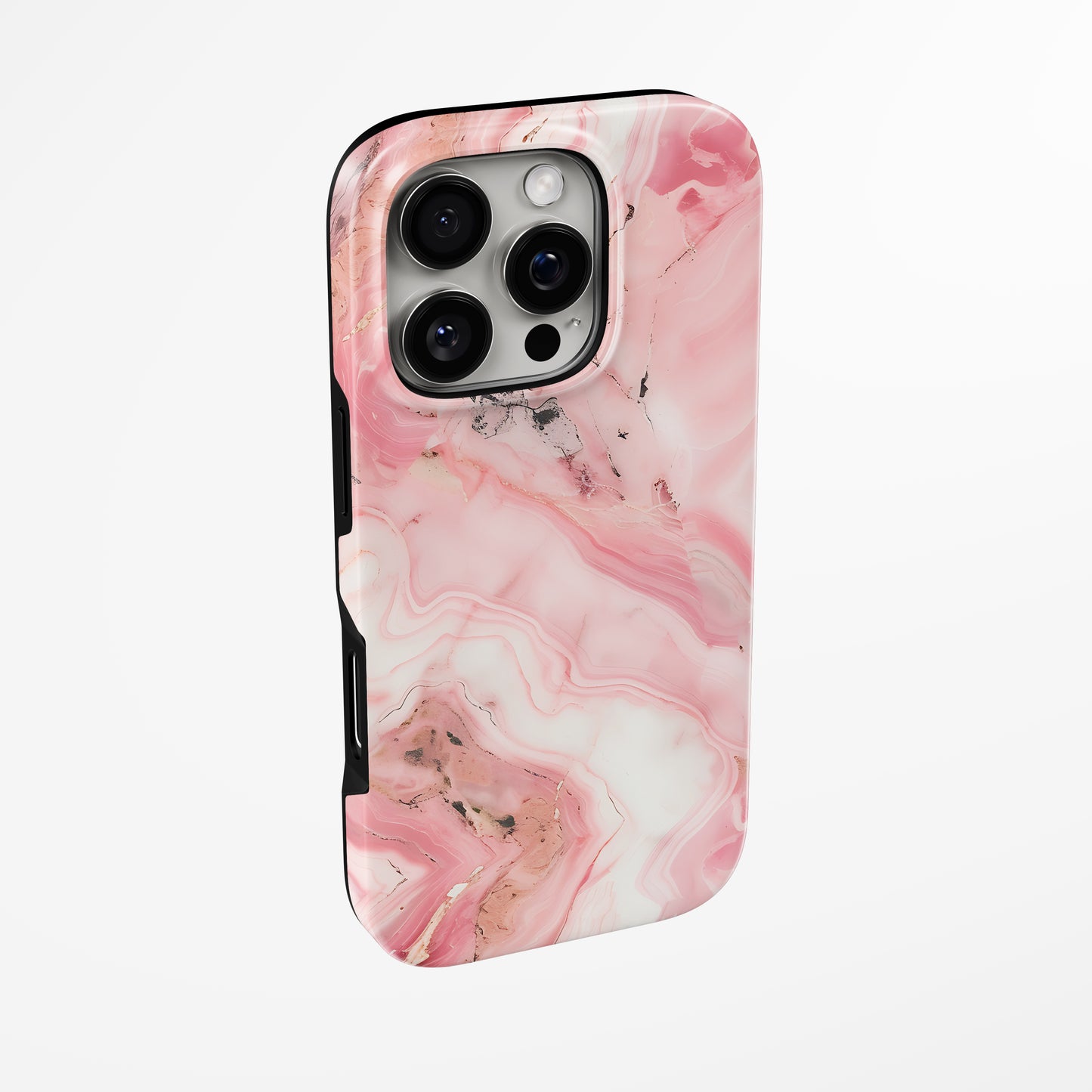 Side view of shell cover with design of  Blush Onyx Iphone Tough Case by Marivor
